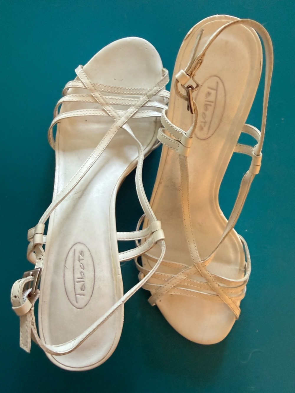 Talbots White Patent Leather Strappy Slingback Sandals
